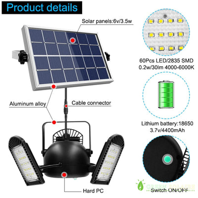 LAMPE SOLAIRE D’INTÉRIEUR AVEC PANNEAU DÉPORTÉ