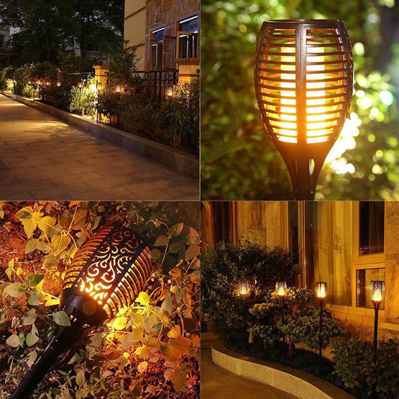 Torche solaire LED effet flamme pour jardin