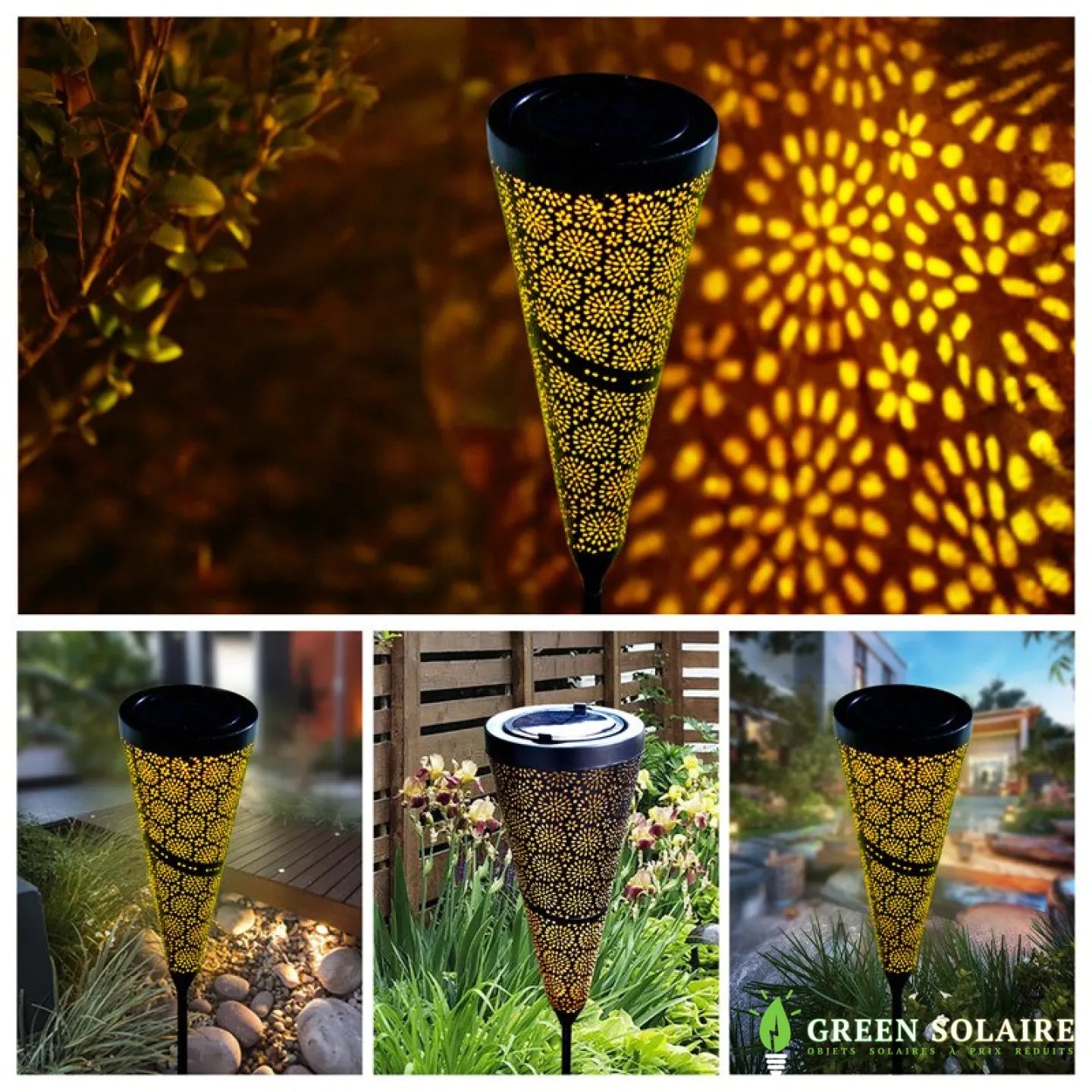 LAMPE SOLAIRE EN FER FORGÉ DE JARDIN À PLANTER