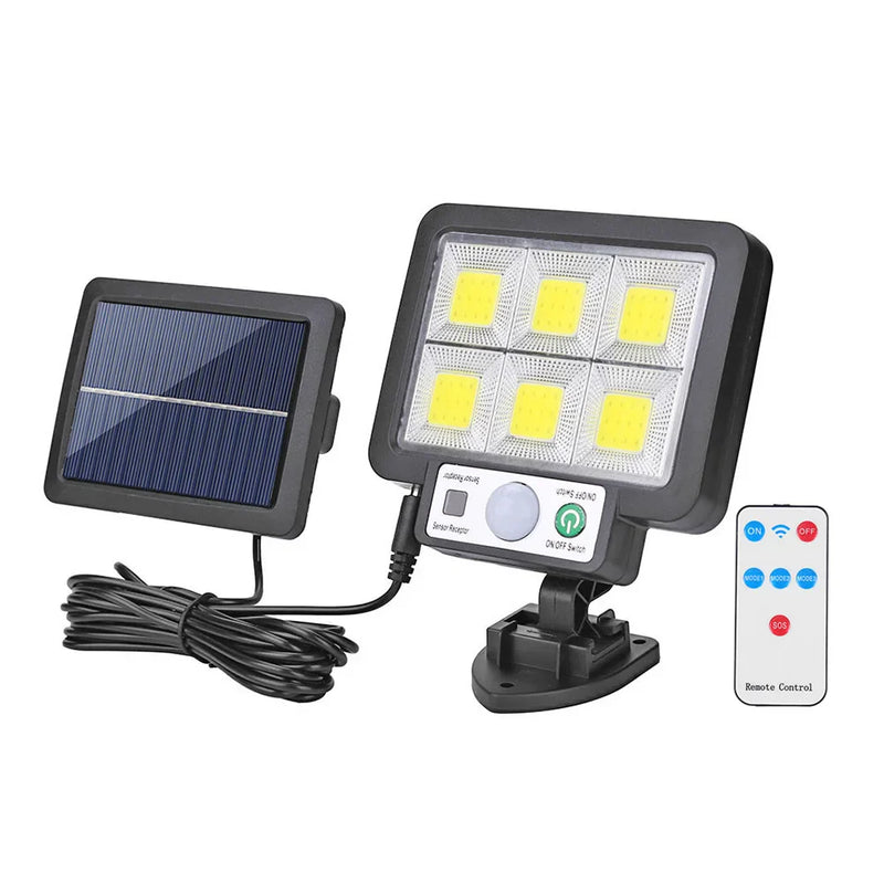 Lampe solaire 72 COB avec interrupteur et télécommande