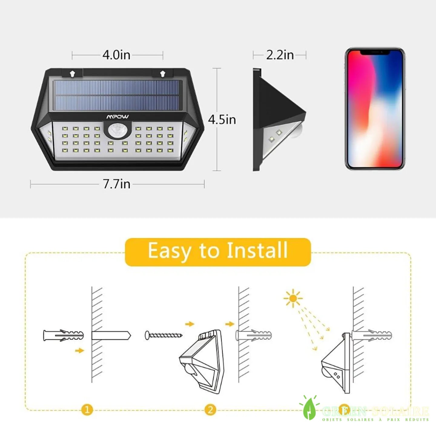 LAMPE SOLAIRE POUR PORTAIL