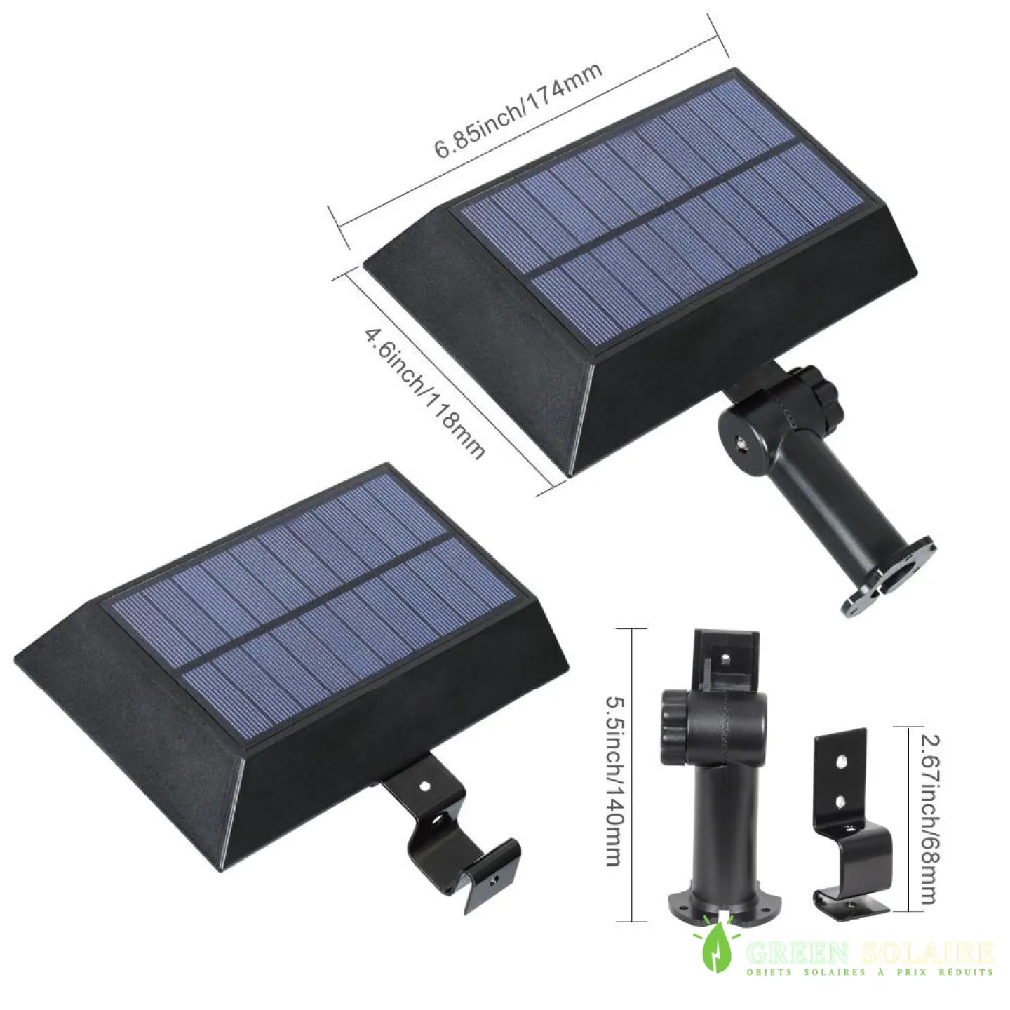 LAMPE SOLAIRE PUISSANTE DE GOUTTIÈRE CARRÉE NOIR