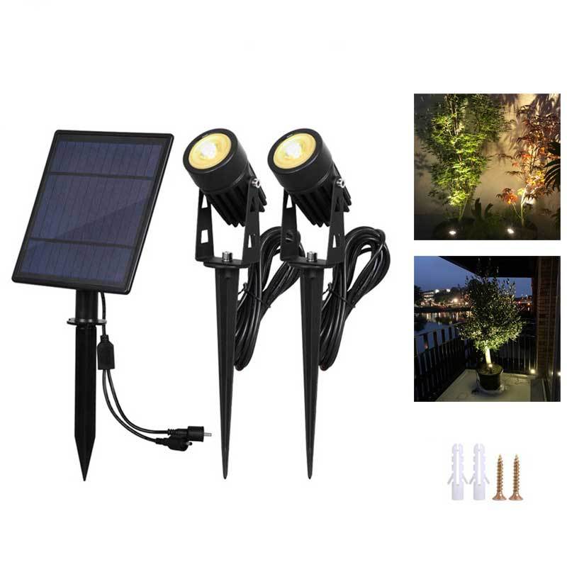 Lampe solaire jardin double spot LED jaune