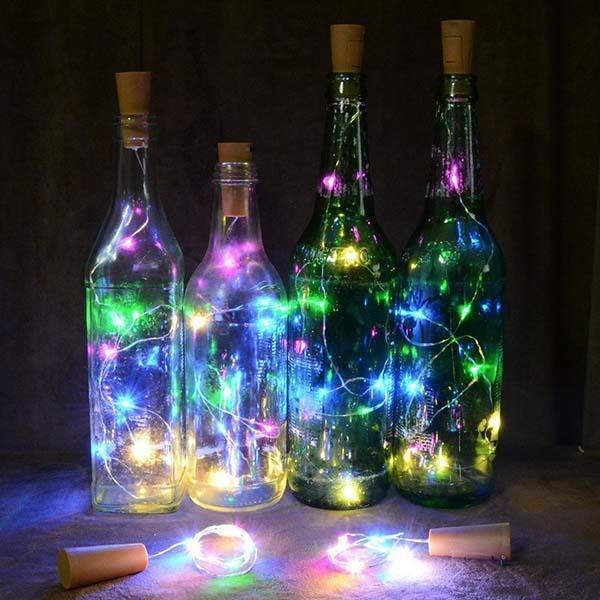 Guirlande solaire bouteille de vin LED lumineuse