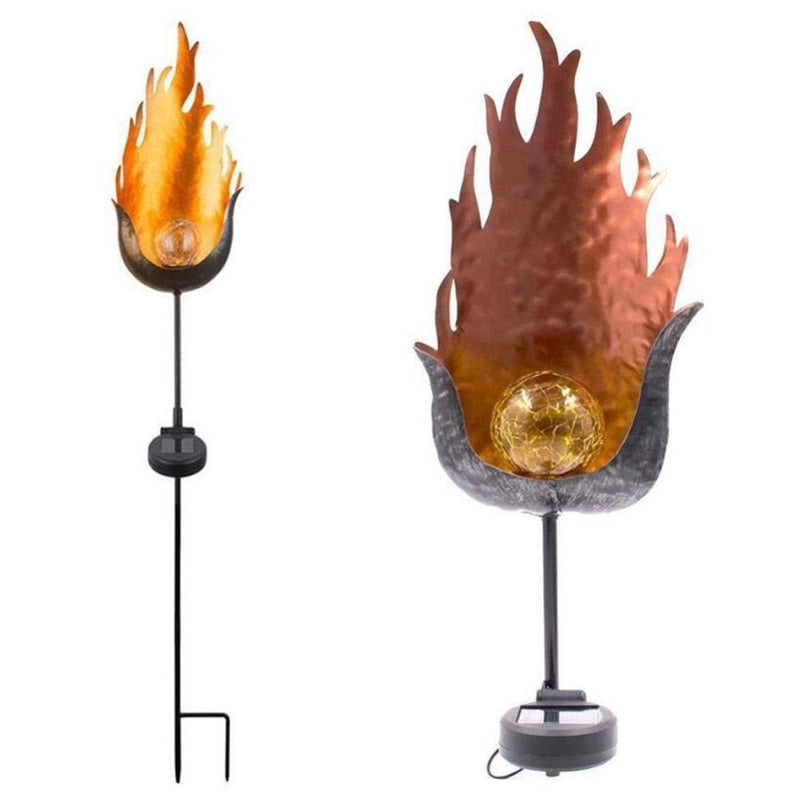 Piquet solaire jardin flamme olympique LED