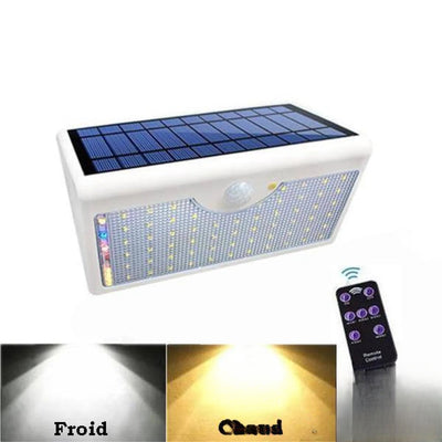 Lampe solaire 1300lm coloris blanc avec télécommande