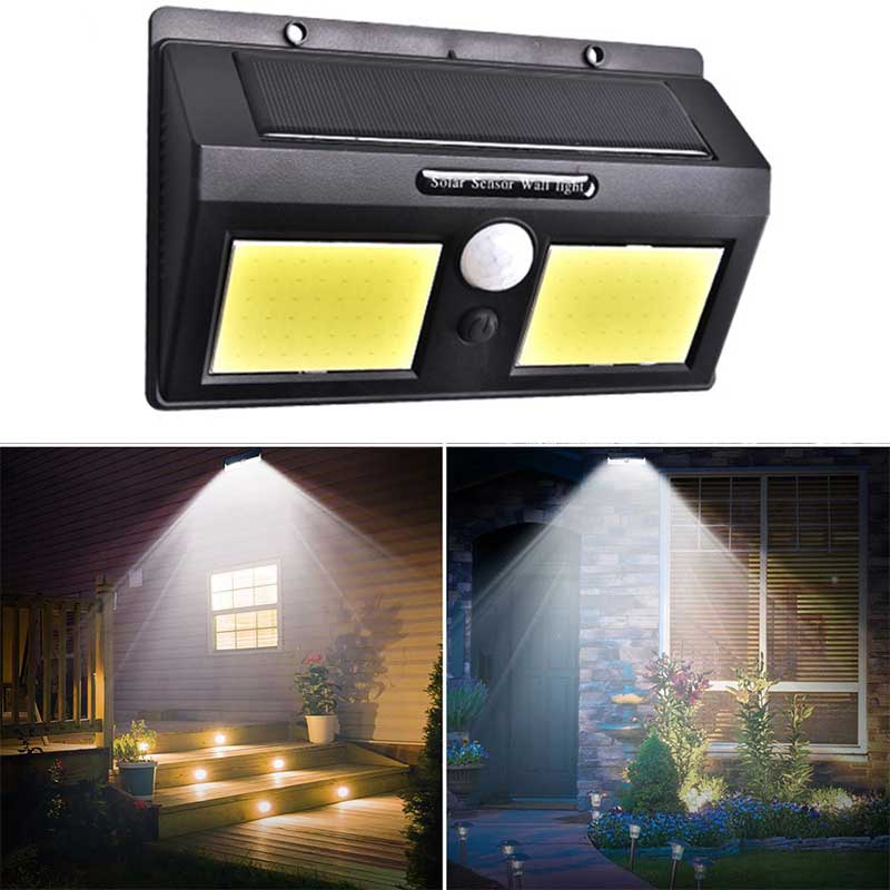 Applique murale solaire double COB 120 LED détecteur de mouvement
