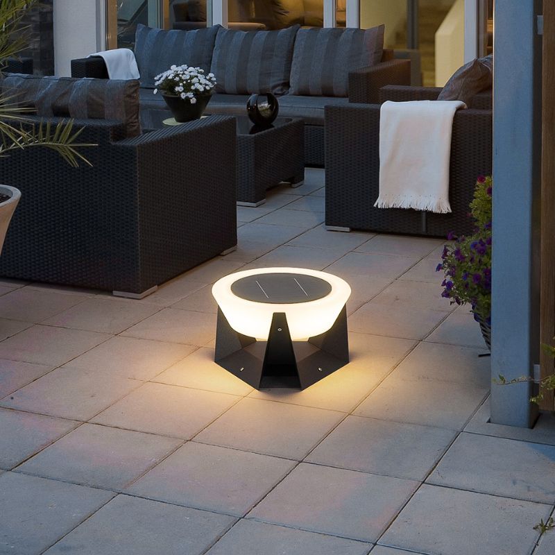 Lampe solaire mini table de jardin en inox