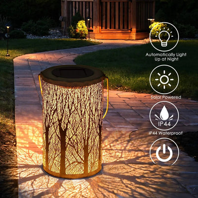 Lanterne Solaire Suspendue Extérieure Motif Arbre – motif arbre projeté, ambiance décorative
