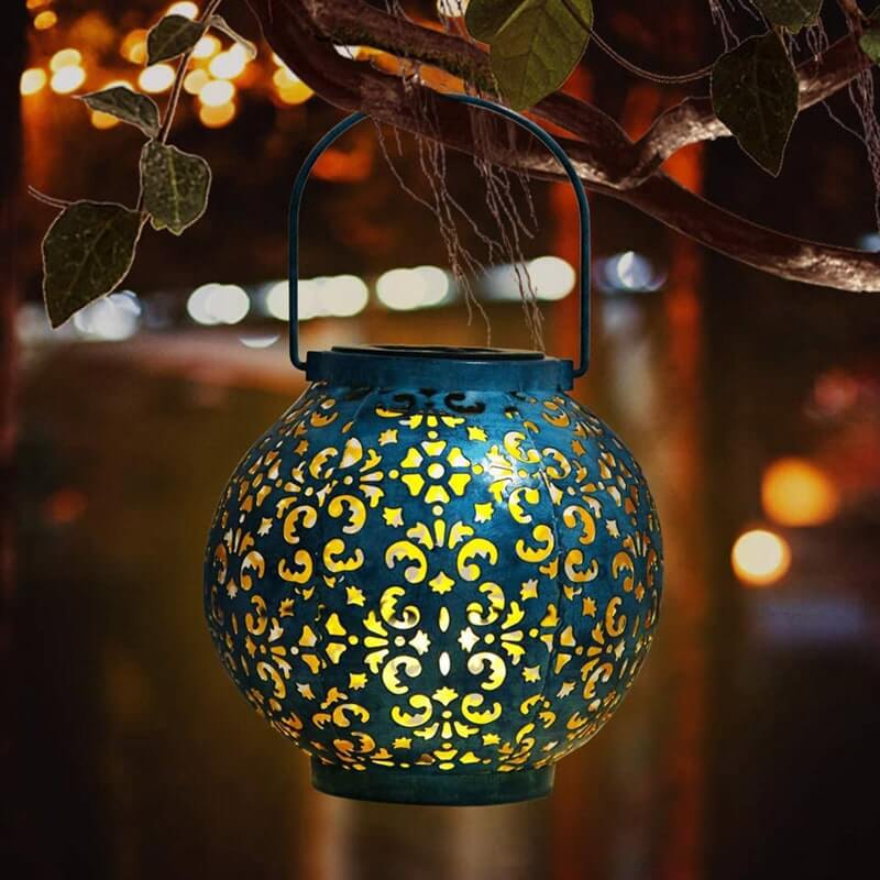 Lanterne solaire bleue décorative