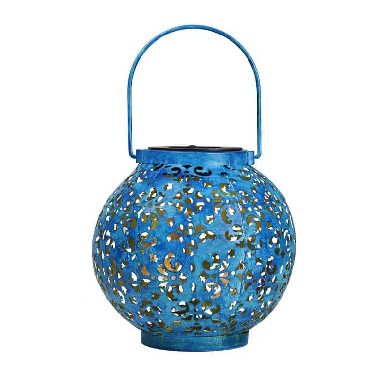 Lanterne solaire bleue décorative