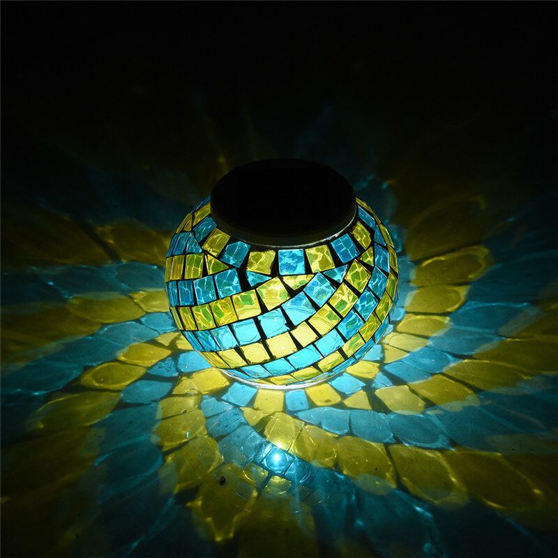 Lanterne solaire mosaïque en verre multicolore