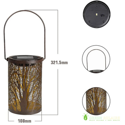 LANTERNE SOLAIRE SUSPENDUE EXTÉRIEURE MOTIF ARBRE