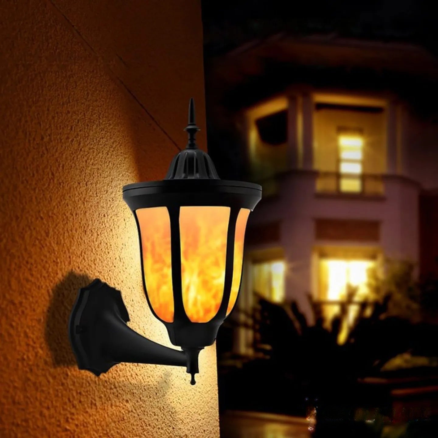 Lanterne Murale Solaire Extérieur Effet Flamme LED