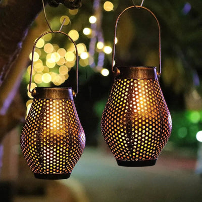 Lanterne Solaire en Fer LED à Suspendre ou Poser Jardin