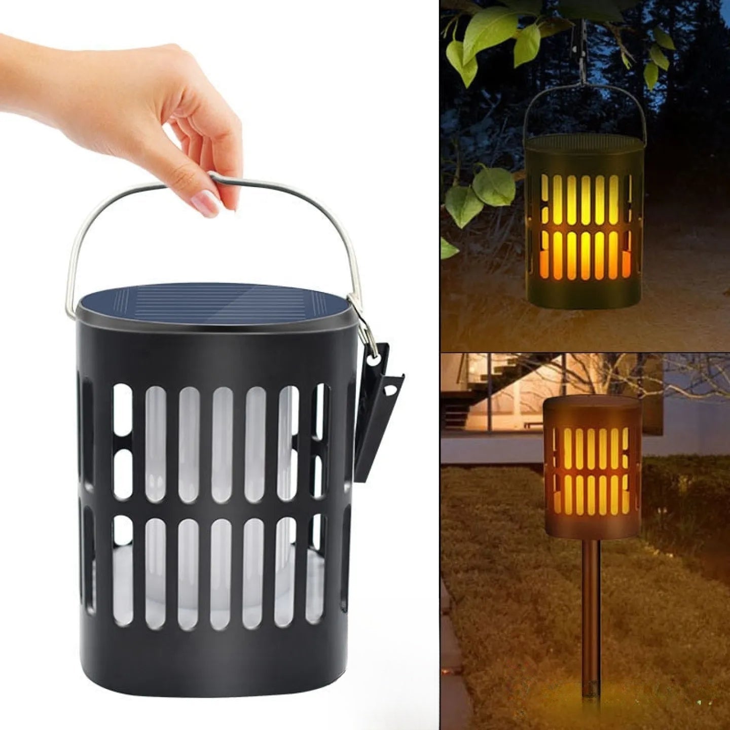 Lanterne solaire LED à suspendre ou planter jardin extérieur