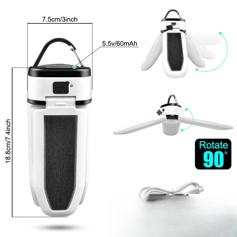 Lampe de poche solaire LED pliable pour camping nomade