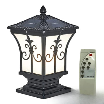 Luminaire Solaire Décoratif Rétro pour Pilier Extérieur