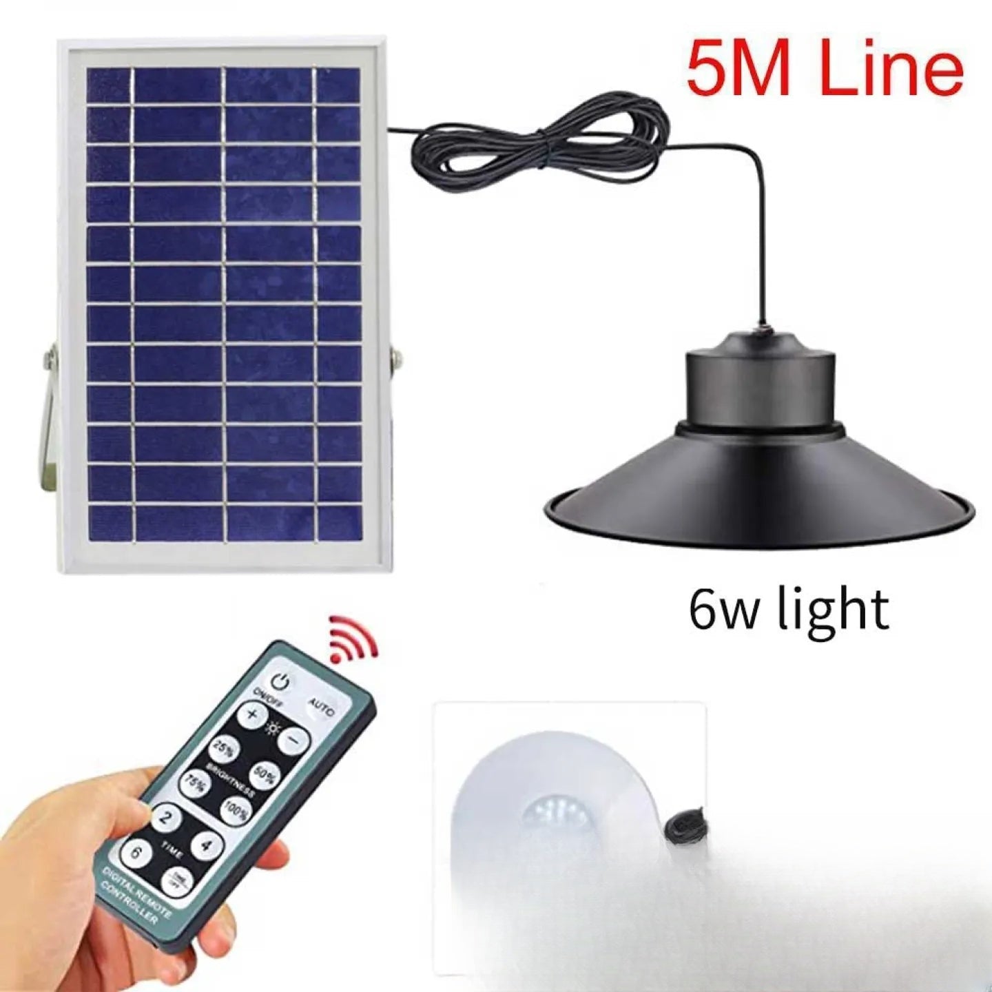 Lustre solaire avec panneau déporté LED autonome