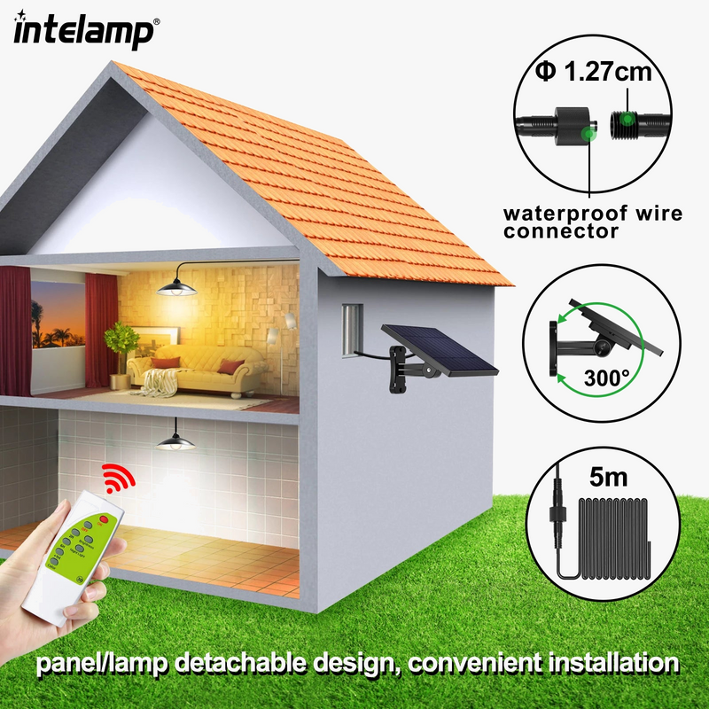Lustre Solaire Suspendu LED IP65 Télécommande Jardin