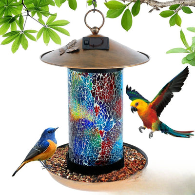 Mangeoire Oiseaux Solaire Extérieur LED Suspendue Jardin – éclairage LED allumé de nuit