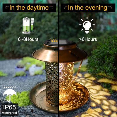 Mangeoire à Oiseaux Solaire LED Lumineuse Jardin – mangeoire installée au jardin