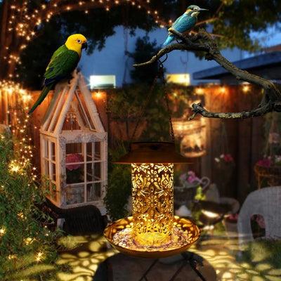 Mangeoire à Oiseaux Solaire LED Lumineuse Jardin – recharge solaire autonome, sans fil