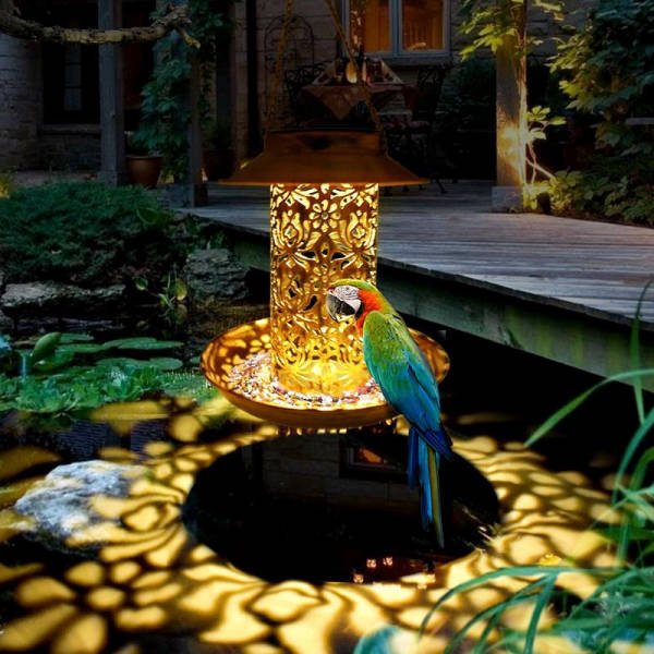 Lanterne solaire mangeoire oiseaux LED jardin