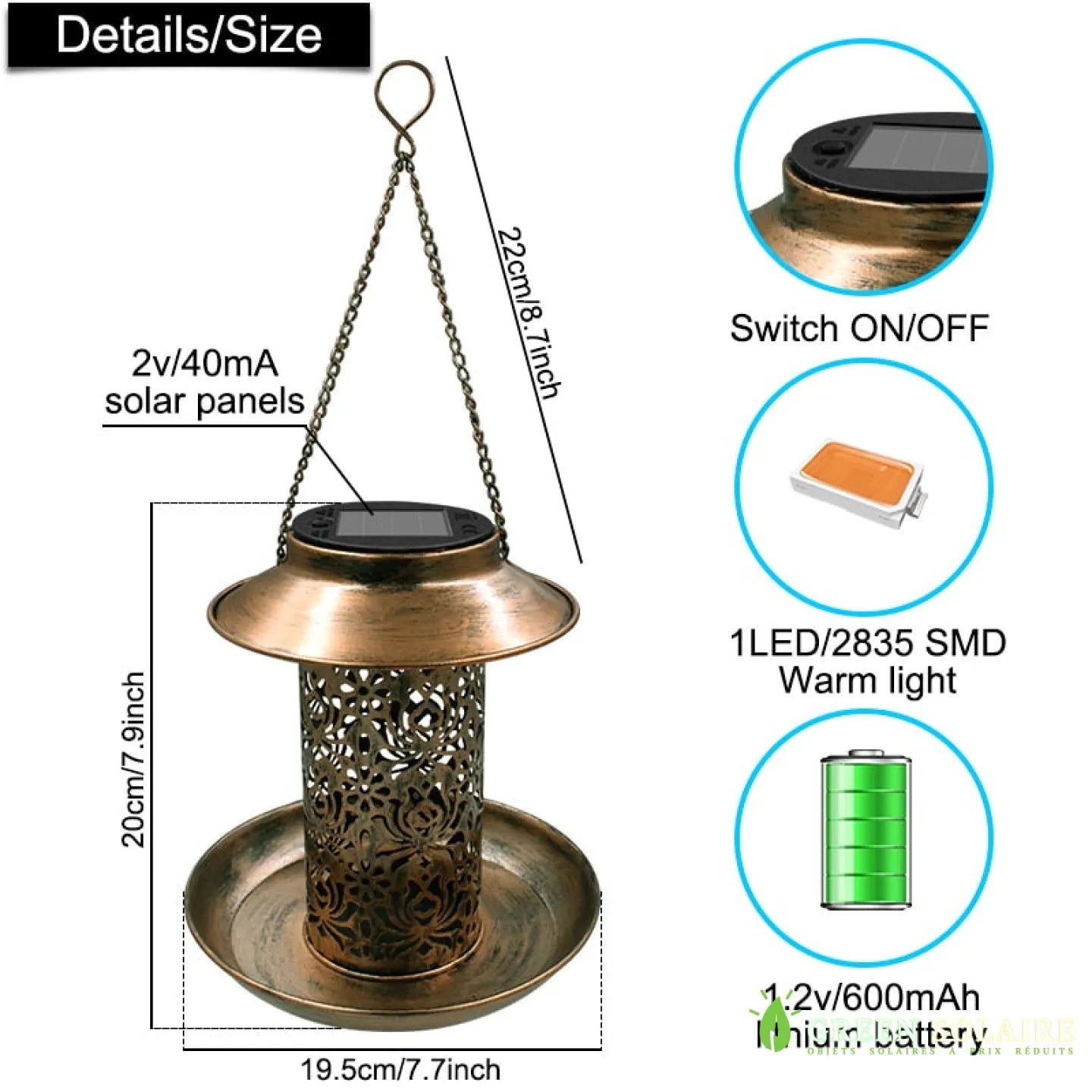 MANGEOIRE POUR OISEAUX SOLAIRE