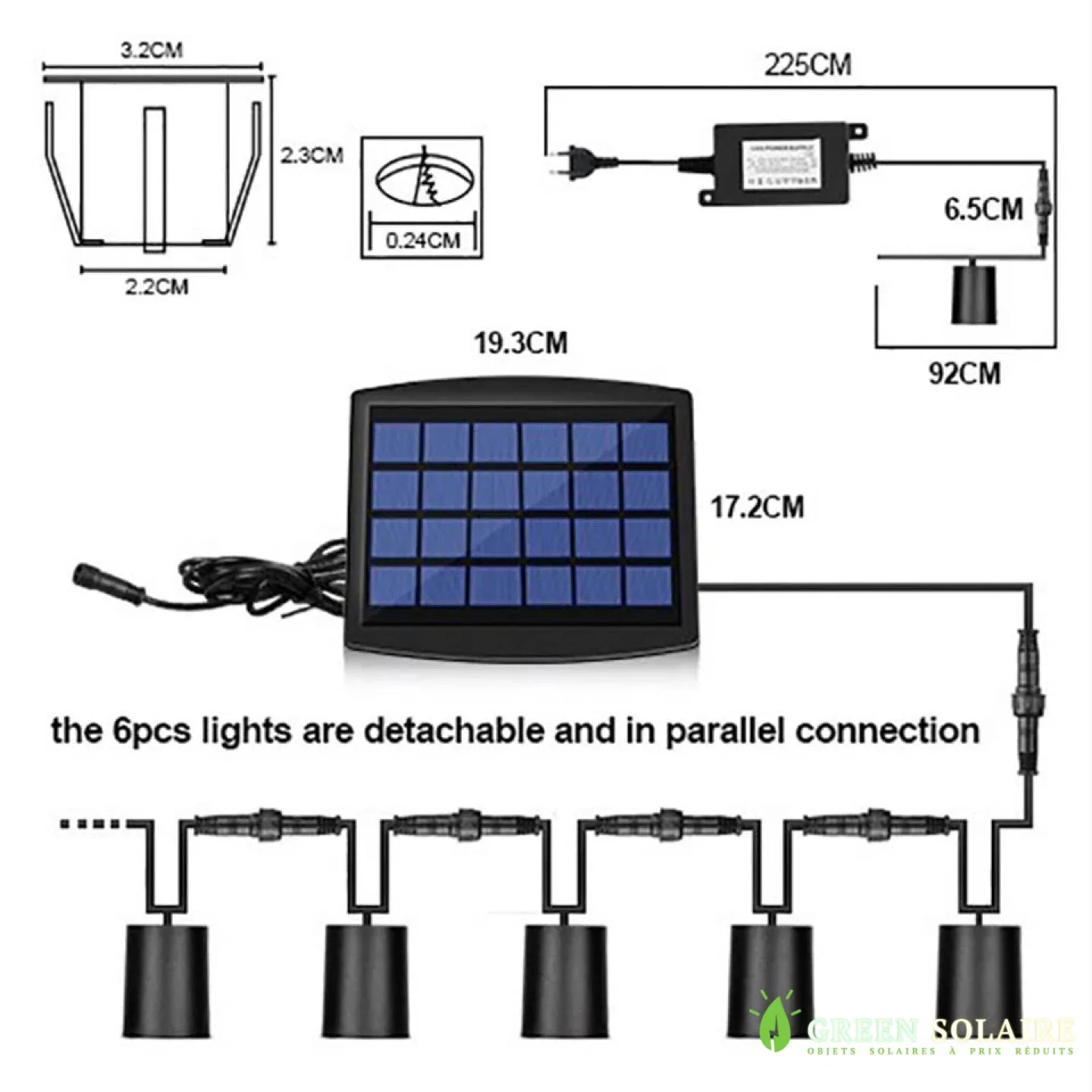 Mini spot solaire encastrable