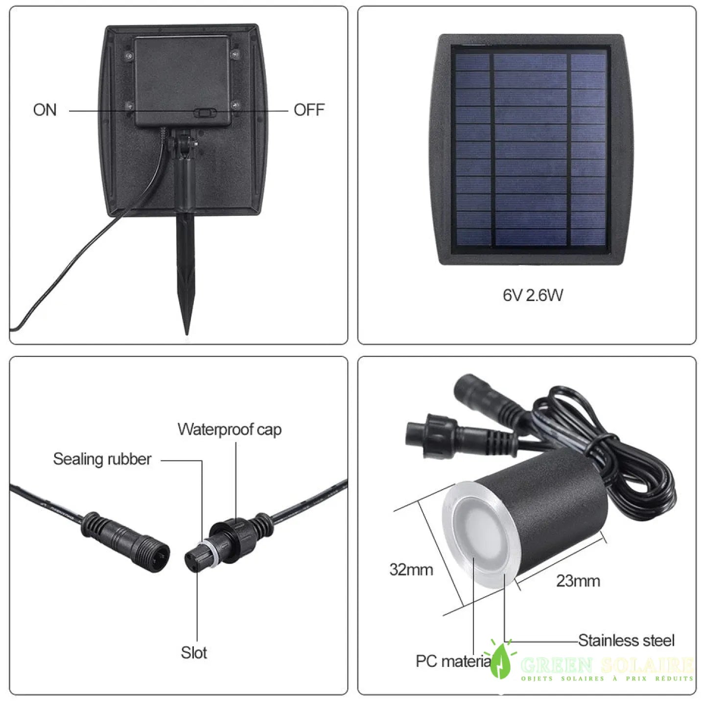 Mini spot solaire encastrable