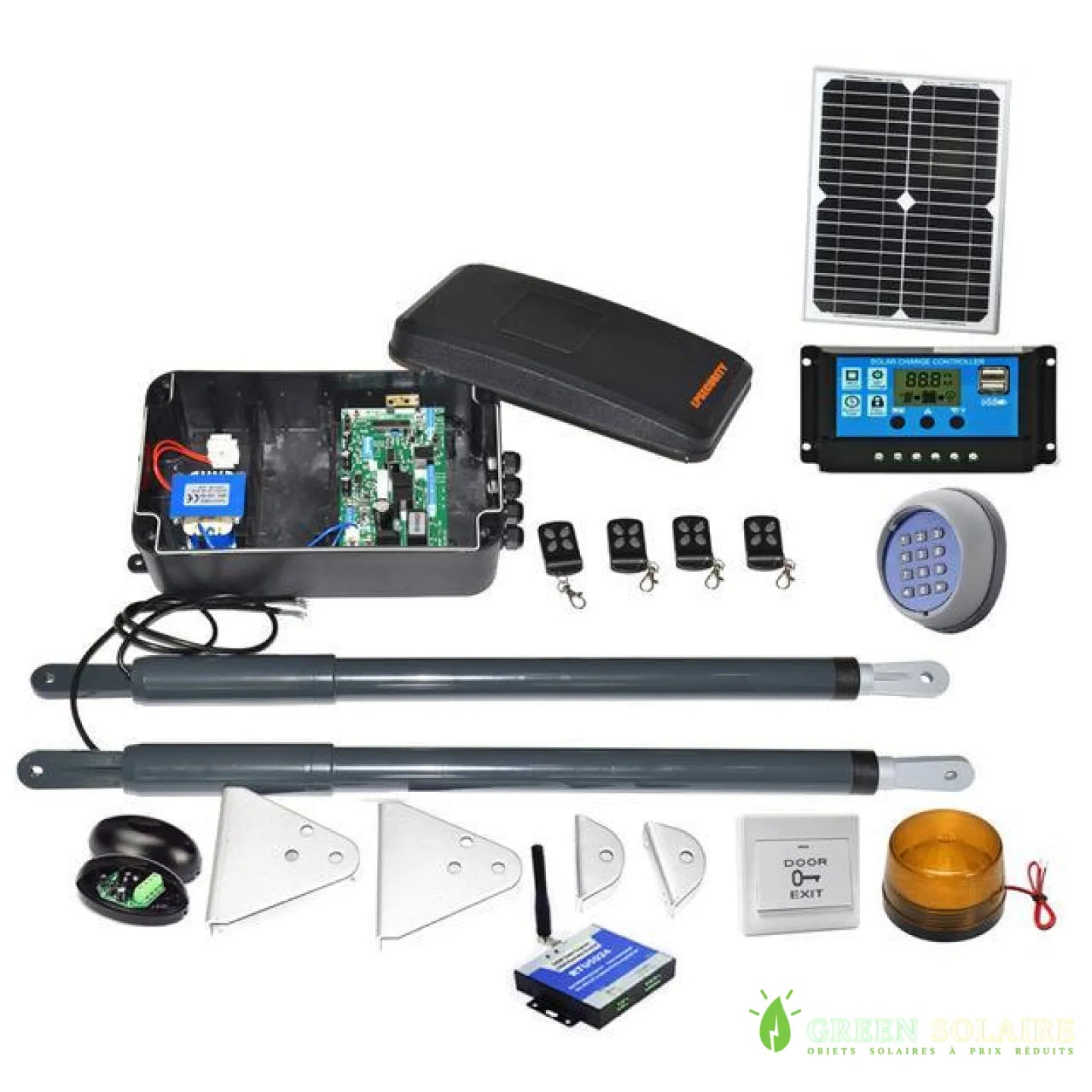 Motorisation Solaire Portail Battant avec Panneau et Régulateur Solaire - KIT 10