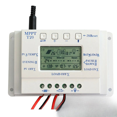 Régulateur de charge solaire MPPT 20A 12V 24V écran