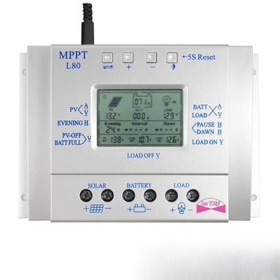 Régulateur de charge solaire MPPT 80A écran allumé