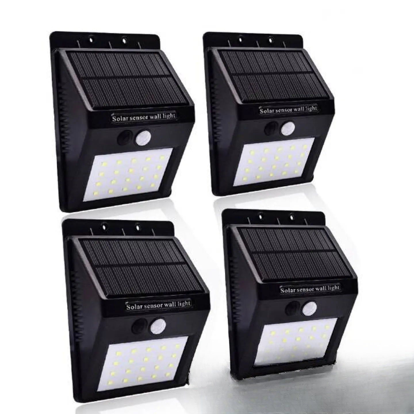 Lampe solaire murale 20 LED extérieure lot de 4 coloris noir - vue produit