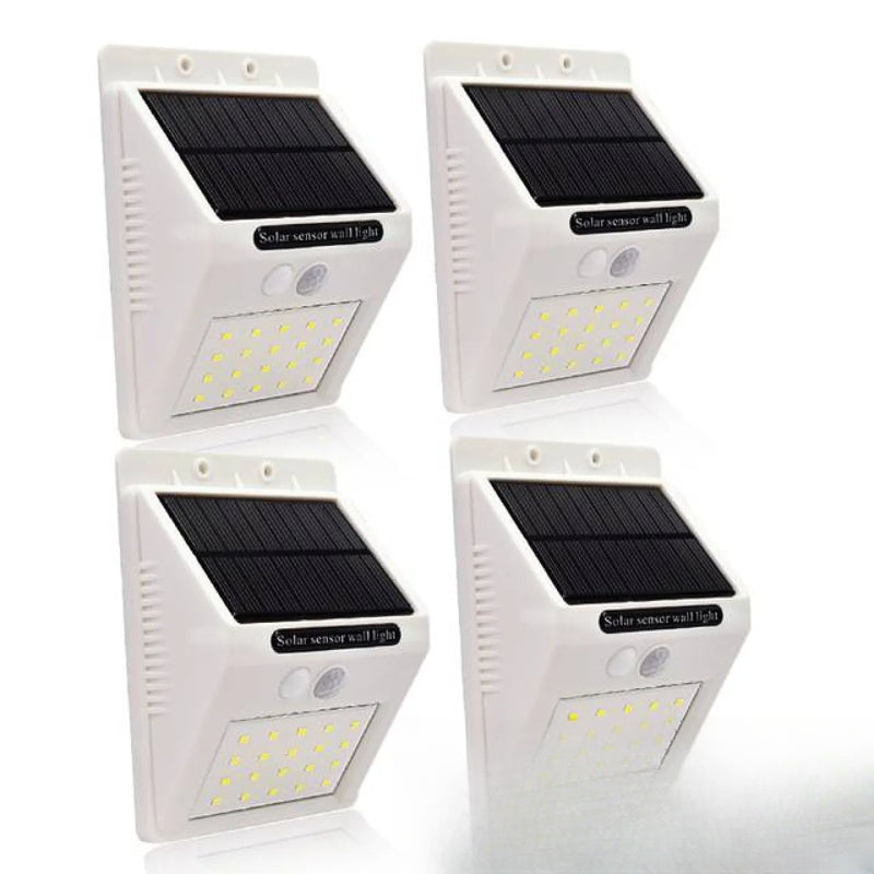 Lampe solaire murale 20 LED extérieure lot de 4 coloris noir - vue produit