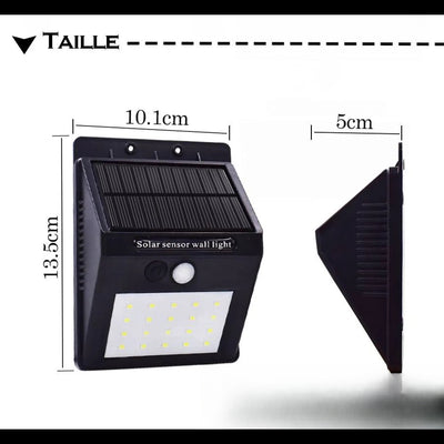 Lampe solaire murale 20 LED - dimensions