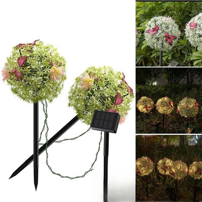 Lampe solaire décoration Noël boule de fleur LED