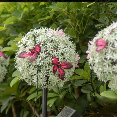 Lampe solaire boule de fleur avec papillon décoratif