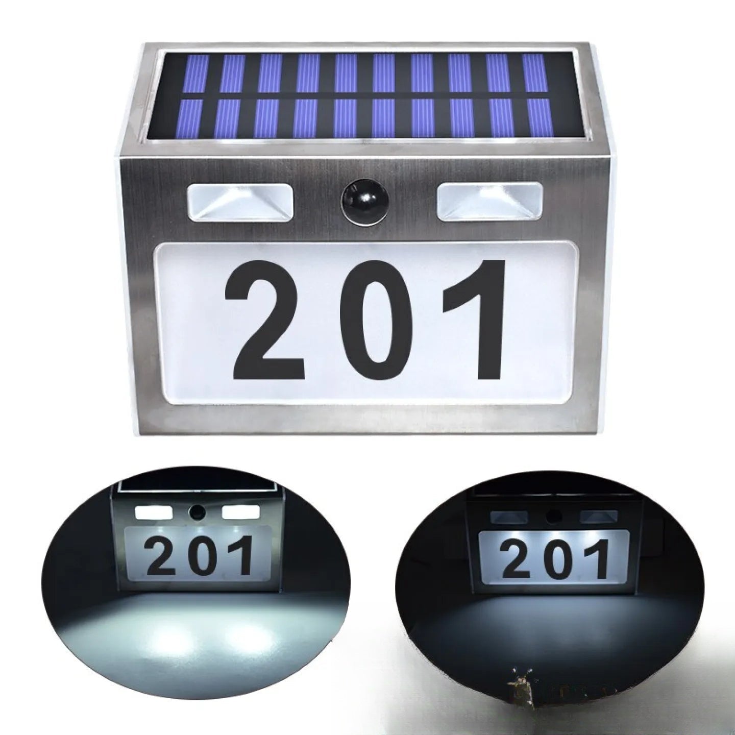 Numéro de maison solaire LED lumineux extérieur façade
