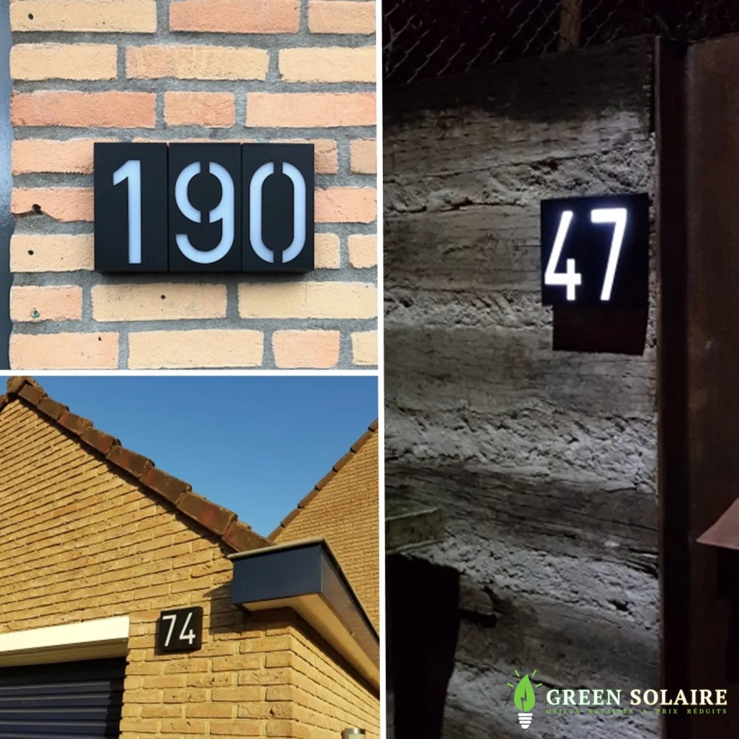 NUMÉRO DE MAISON LUMINEUX SOLAIRE