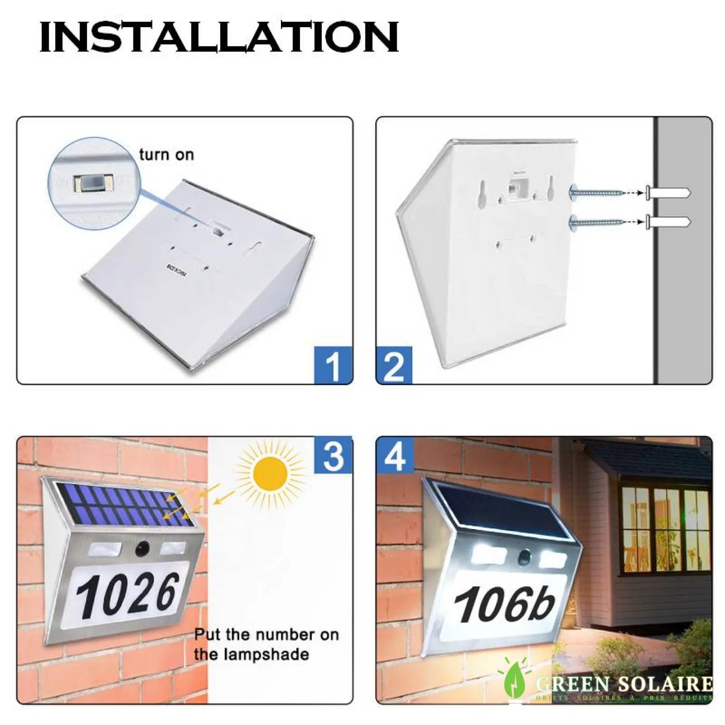 NUMÉRO DE MAISON SOLAIRE LED