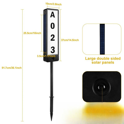 Numéro de porte solaire LED dimensions double panneau