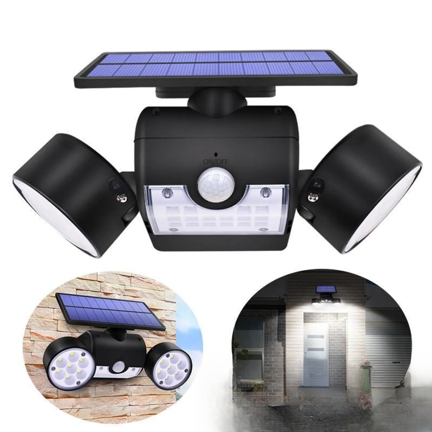 Lampe solaire LED à spots orientables pour jardin