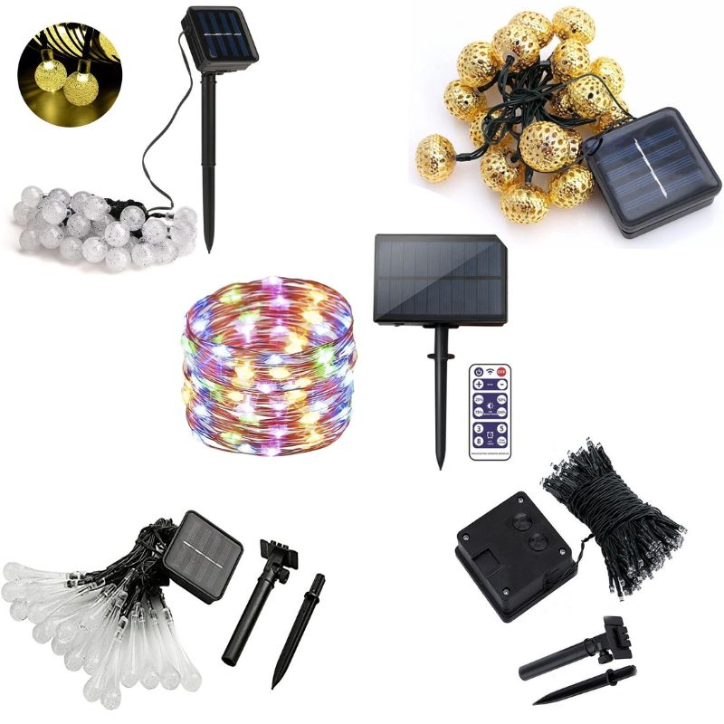 Pack de 5 guirlandes solaires Noël LED pour jardin