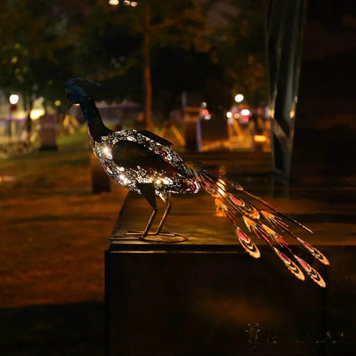 Paon Solaire LED Décoratif Lumineux Jardin Extérieur – paon décoratif posé au jardin