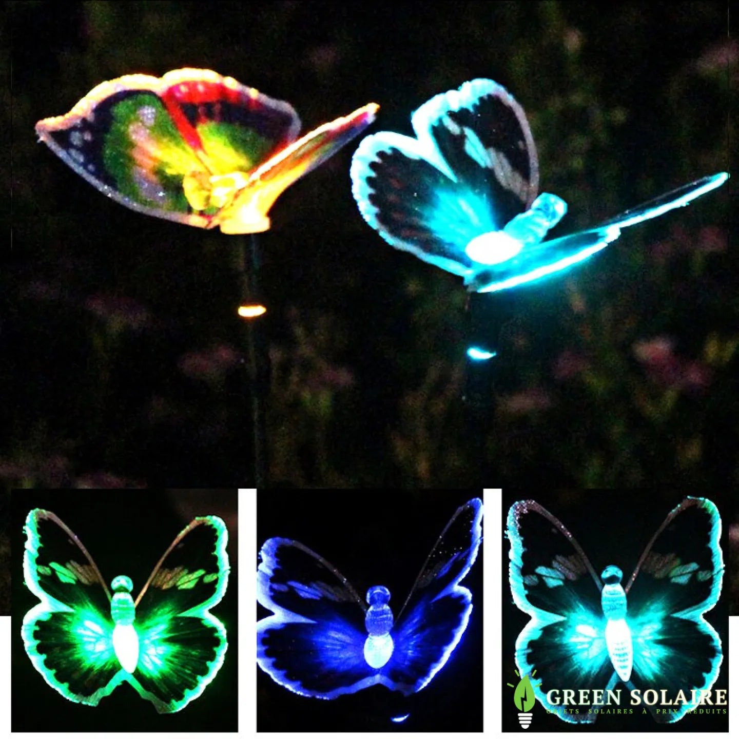 PAPILLON LUMINEUX SOLAIRE JARDIN A PLANTER