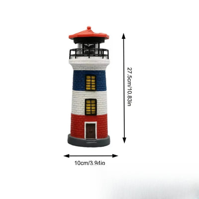 Phare Solaire LED Décoratif Lumineux Jardin Extérieur Bleu Blanc Rouge