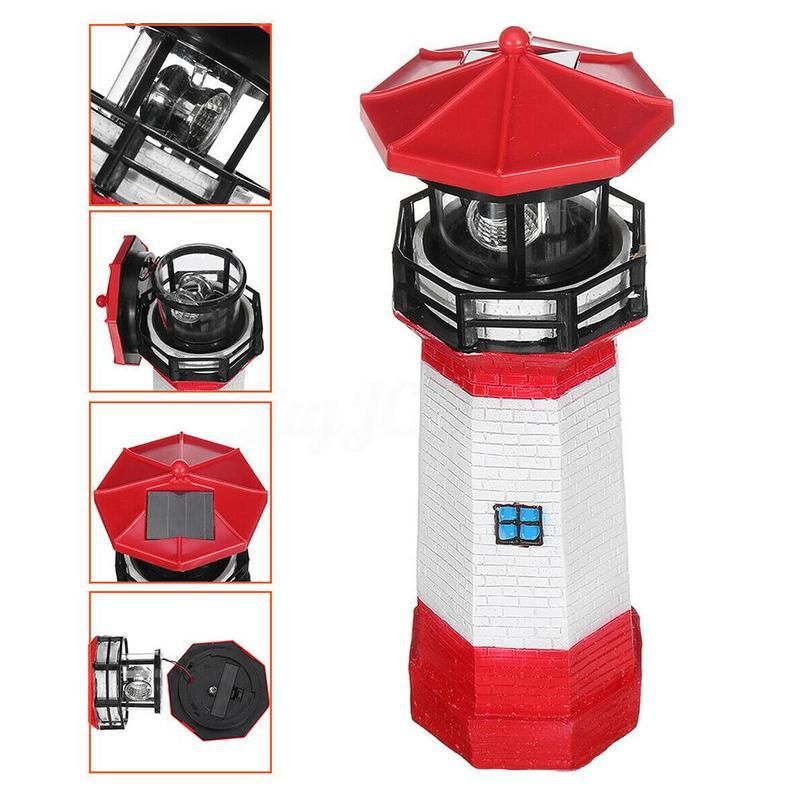 Phare solaire LED rouge décoratif pour jardin