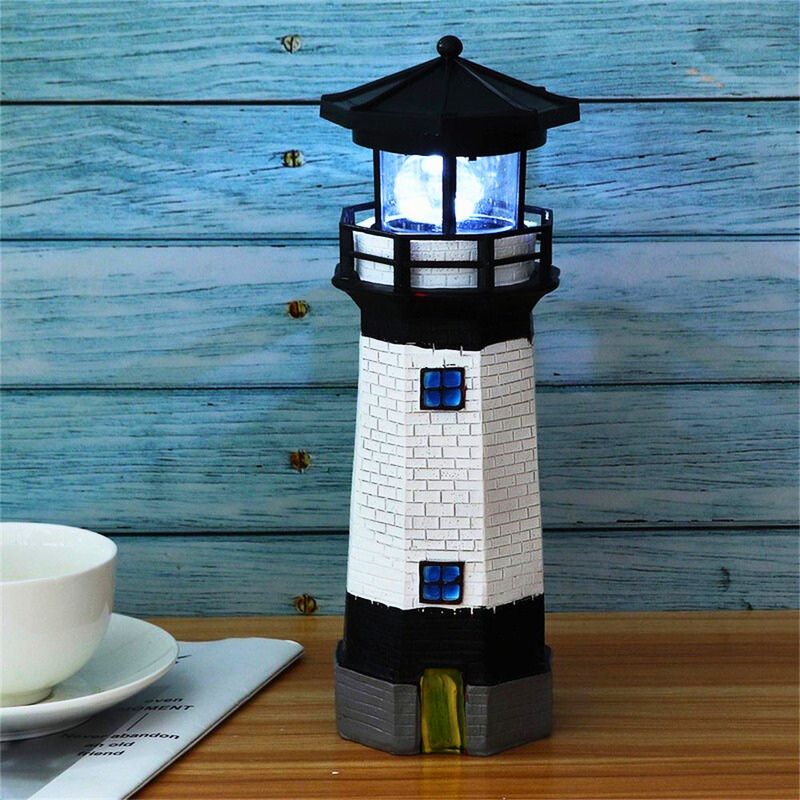 Phare solaire noir avec détecteur de mouvement pour jardin